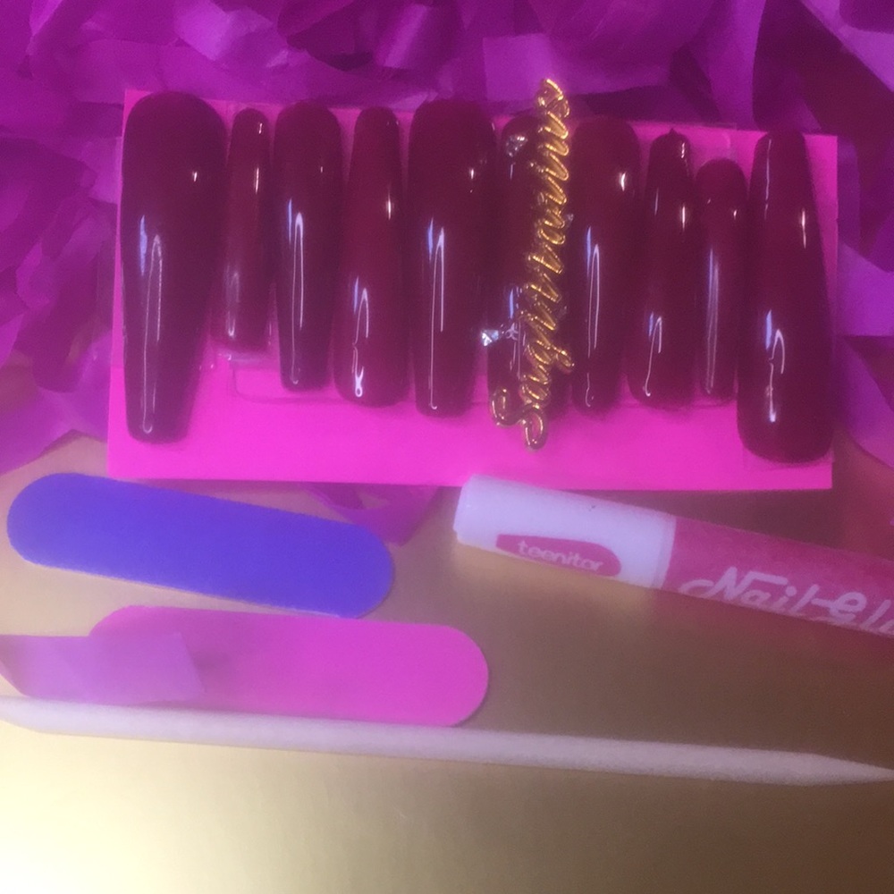 Xxl Red Wine Sagittarius press on nails